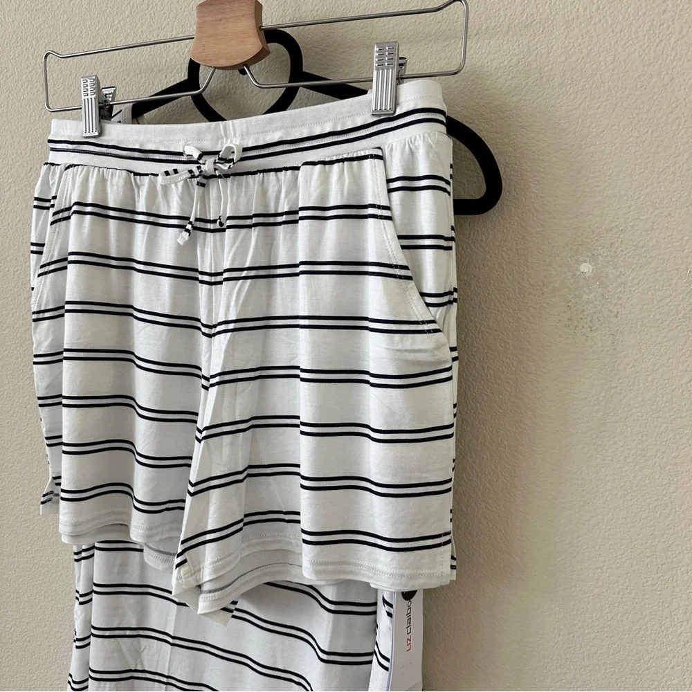 Liz Claiborne Black White Striped Cool & Calm Technology Pajama Set Size S